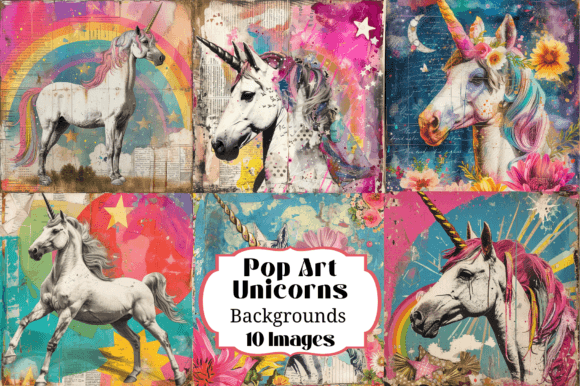 10 Pop Art Unicorns: Vibrant Digital Backgrounds