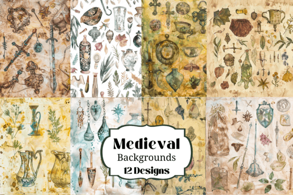 12 Medieval Watercolor Backgrounds: Timeless Texture for Modern Design