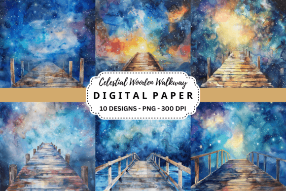 Celestial Wooden Walkway Backgrounds: Grounding Your Designs in Nature