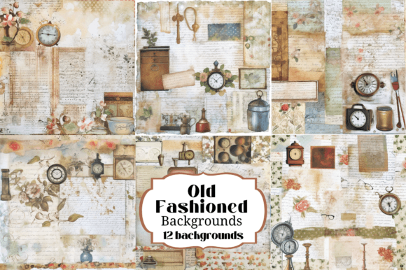 Charm of 12 Old Fashioned Homespun Backgrounds