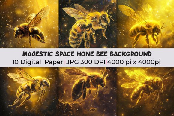 Elevate Your Brand with Majestic Space Honey Bee Backgrounds