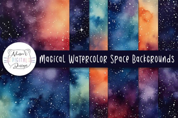 Enchanting Watercolor Space Backgrounds for Your Designs