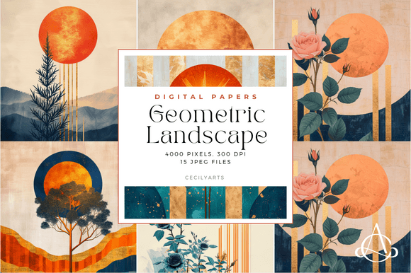 Geometric Landscape Backgrounds: Modern Design Assets for Creators