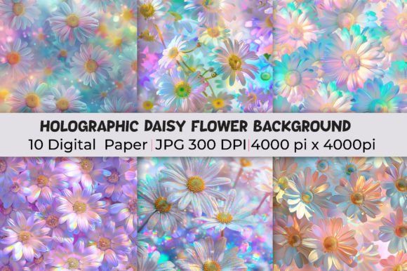 Holographic Daisy Flowers: A Modern Design Canvas