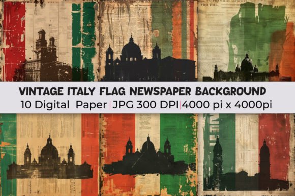 Infuse Projects with Vintage Italy Flag Newspaper Backgrounds
