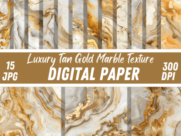 Luxury Tan Gold Marble Paper Backgrounds for Digital Design