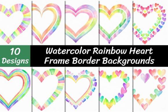 Rainbow Heart Frame Border Backgrounds: A Creative Asset for Designers