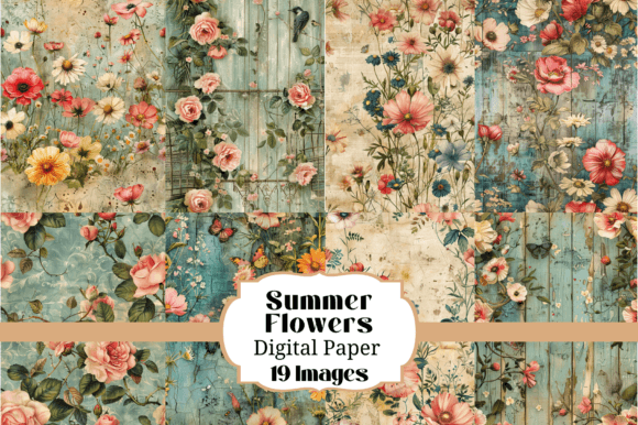 Summer Flowers Junk Journal Backgrounds: A Creative Asset