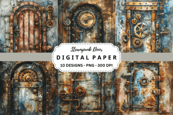 Unlock Industrial Fantasy: Steampunk Door Backgrounds